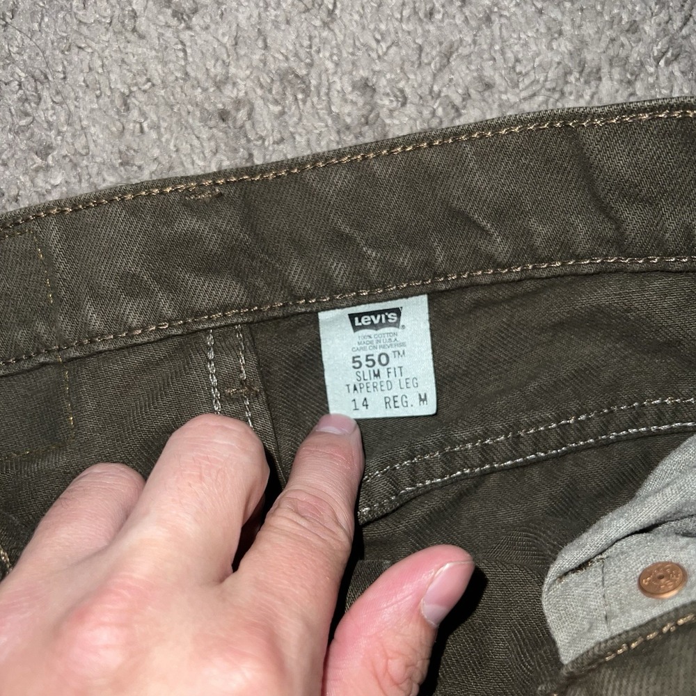 Vintage 1993 90s Levis Made in USA 550 Denim Jeans Olive Green Women's 30x31 - Picture 3 of 8